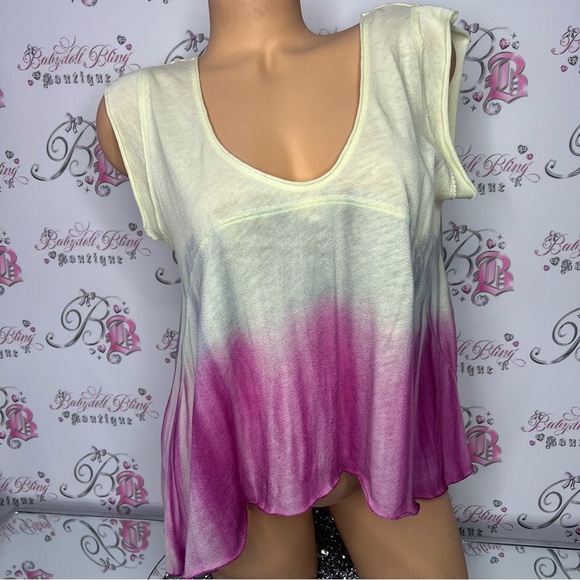 Free People Tops - We the free top ombré yellow blue pink oversized comfy bohemian flowy tshirt